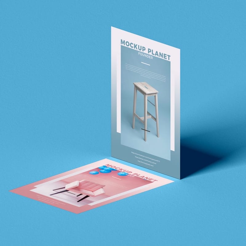 Free Isometric View Branding Flyer Mockup Design