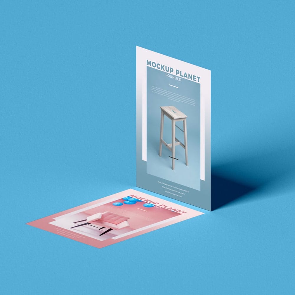 Free Isometric View Branding Flyer Mockup Design