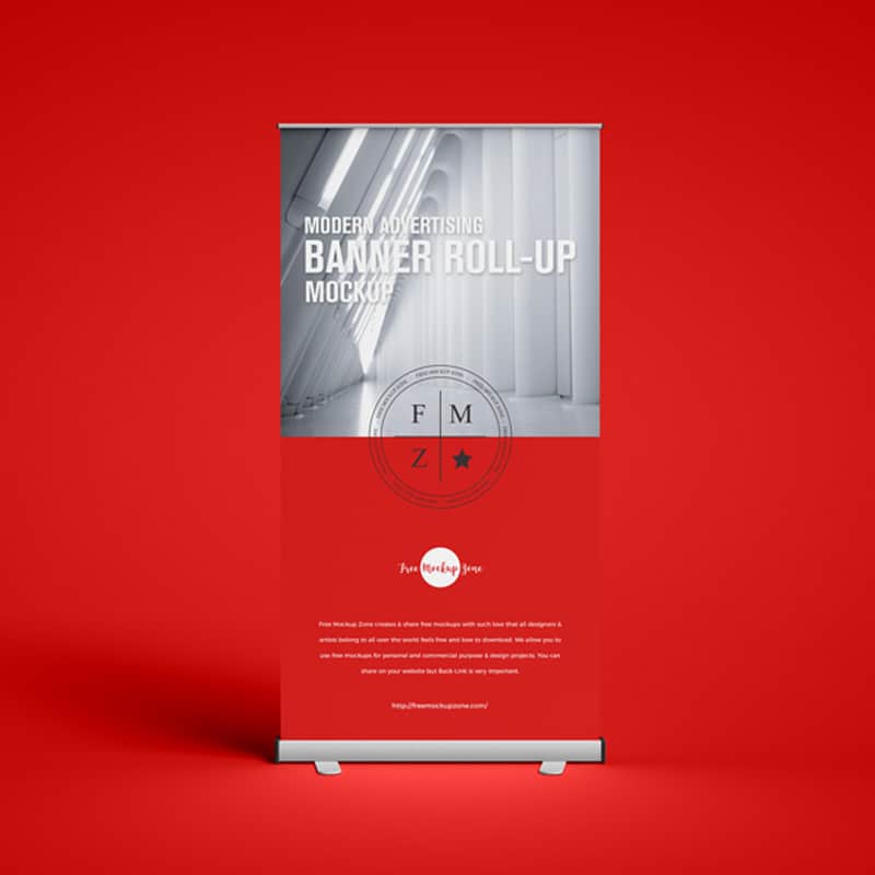 Free Modern Advertising Banner Roll-up Mockup