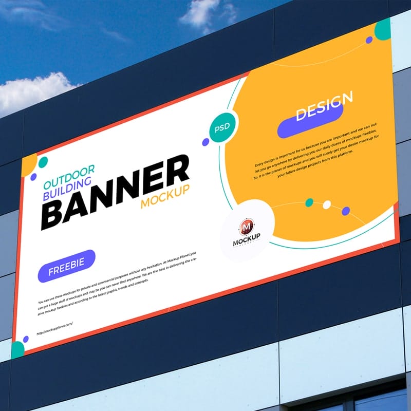Free Outdoor Building Advertising Banner Mockup Design