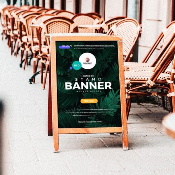 Free Outdoor Stand Banner Mockup Design