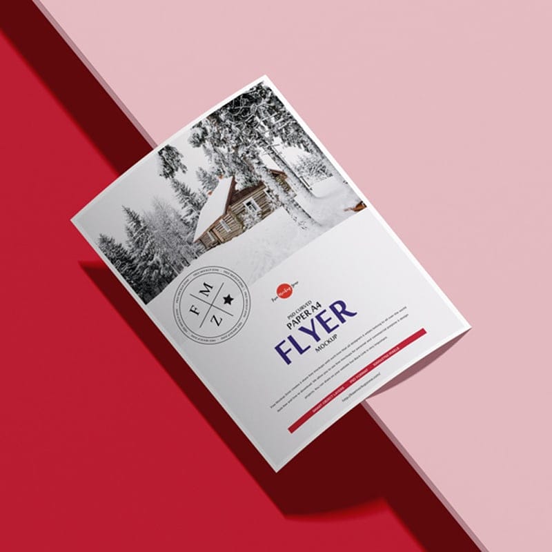 Free PSD Curved Paper A4 Flyer Mockup