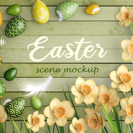 Free PSD Easter Scene Mockup Templates