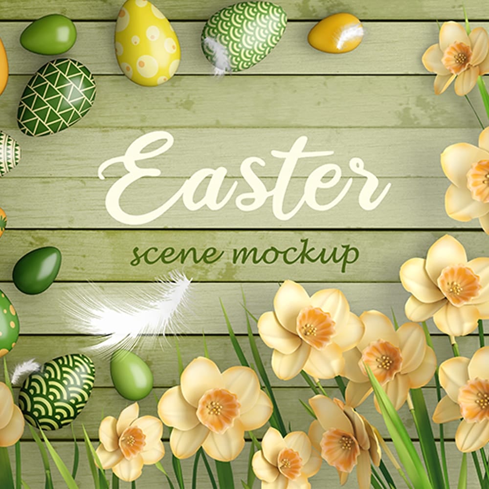 Free PSD Easter Scene Mockup Templates