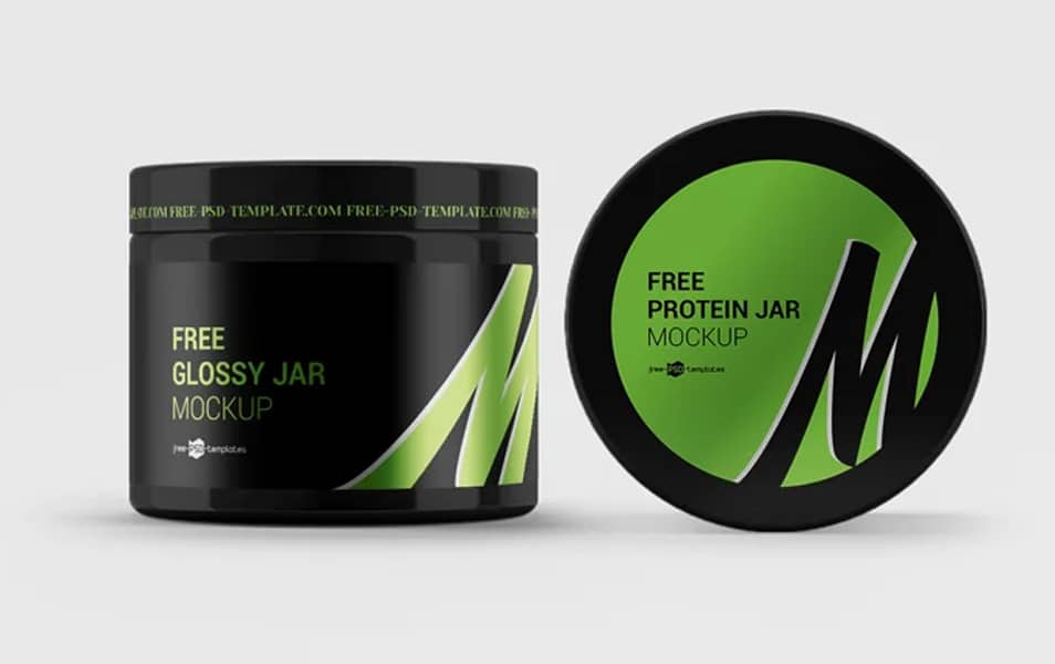 Free PSD Glossy Jar Mockup Set