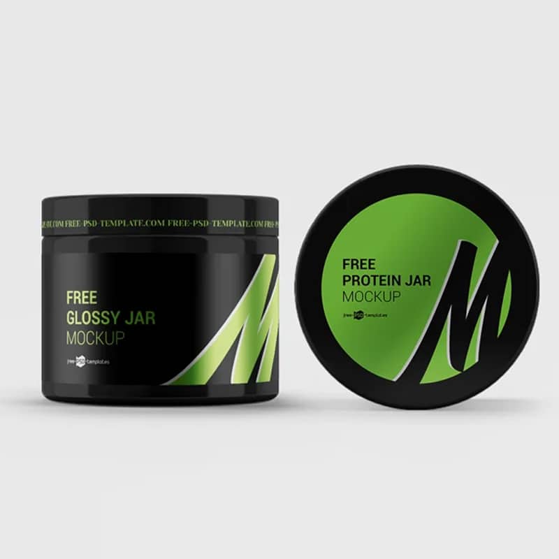 Free PSD Glossy Jar Mockup Set