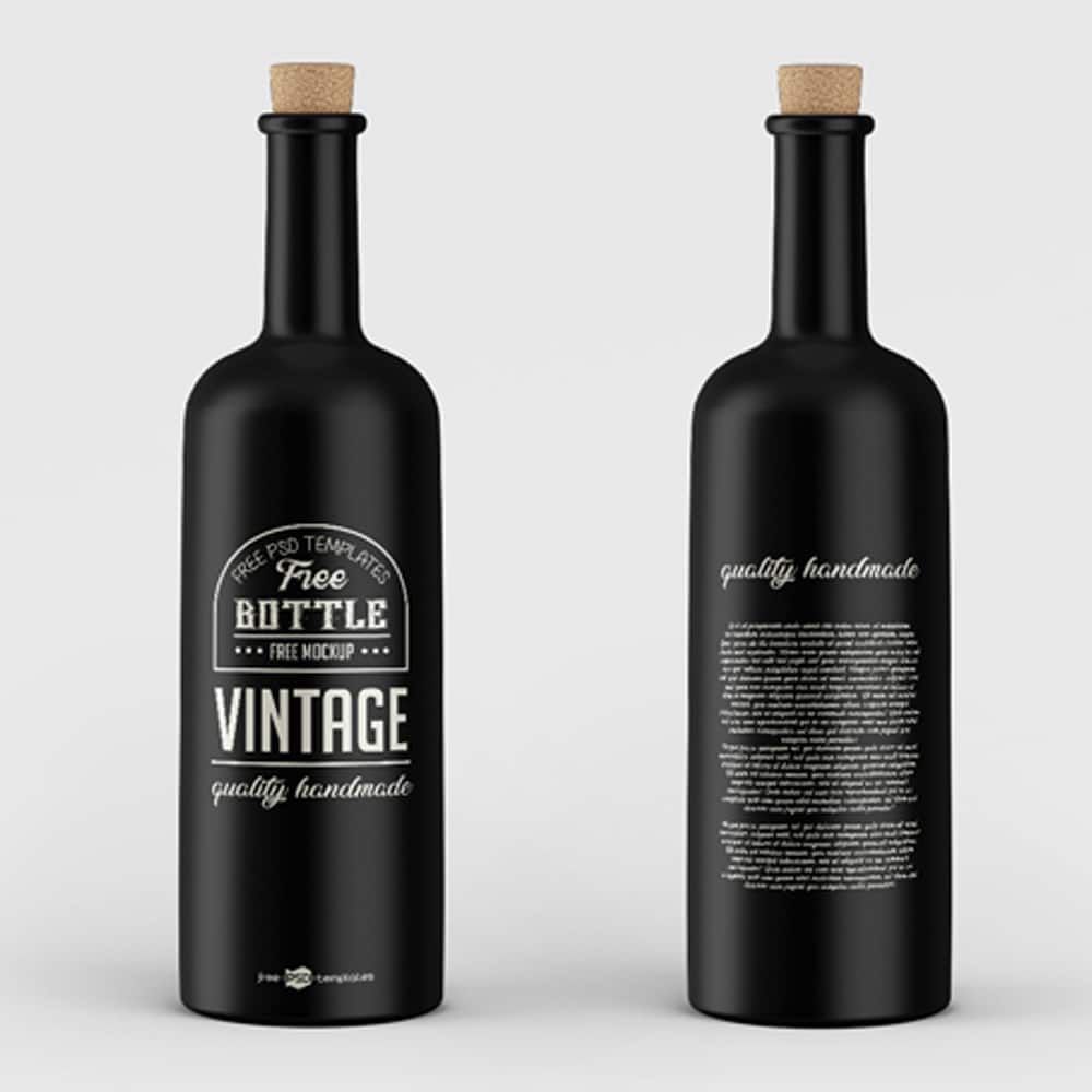Free PSD Vintage Bottles Mockup Template