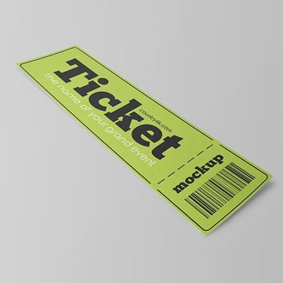 Free Paper Ticket Mockup