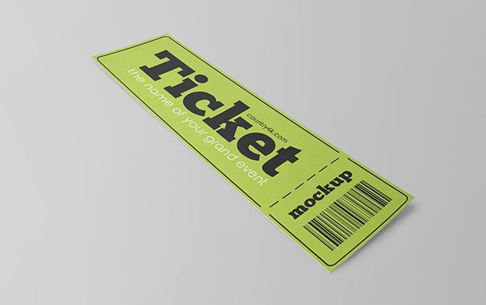 Free Paper Ticket Mockup