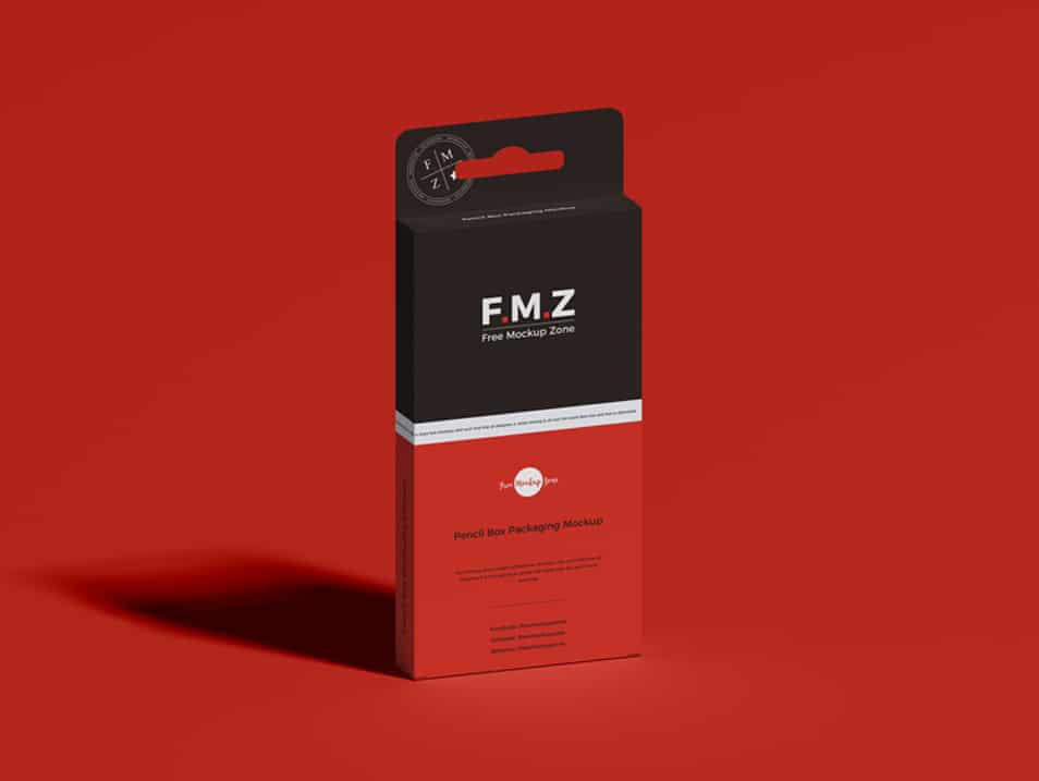 Free Pencil Box Packaging Mockup