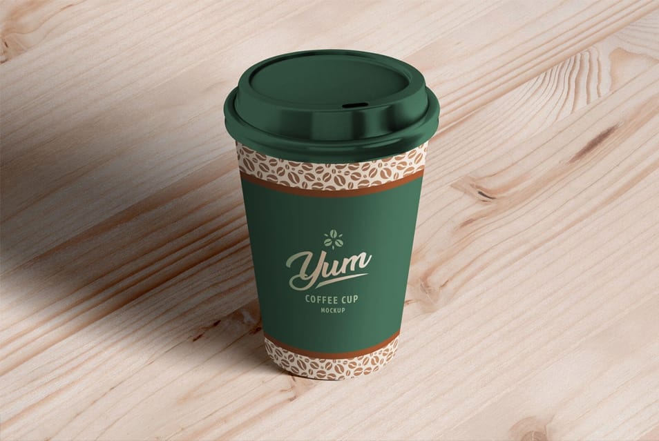 Free Perspective View Coffee Cup Mockup PSD