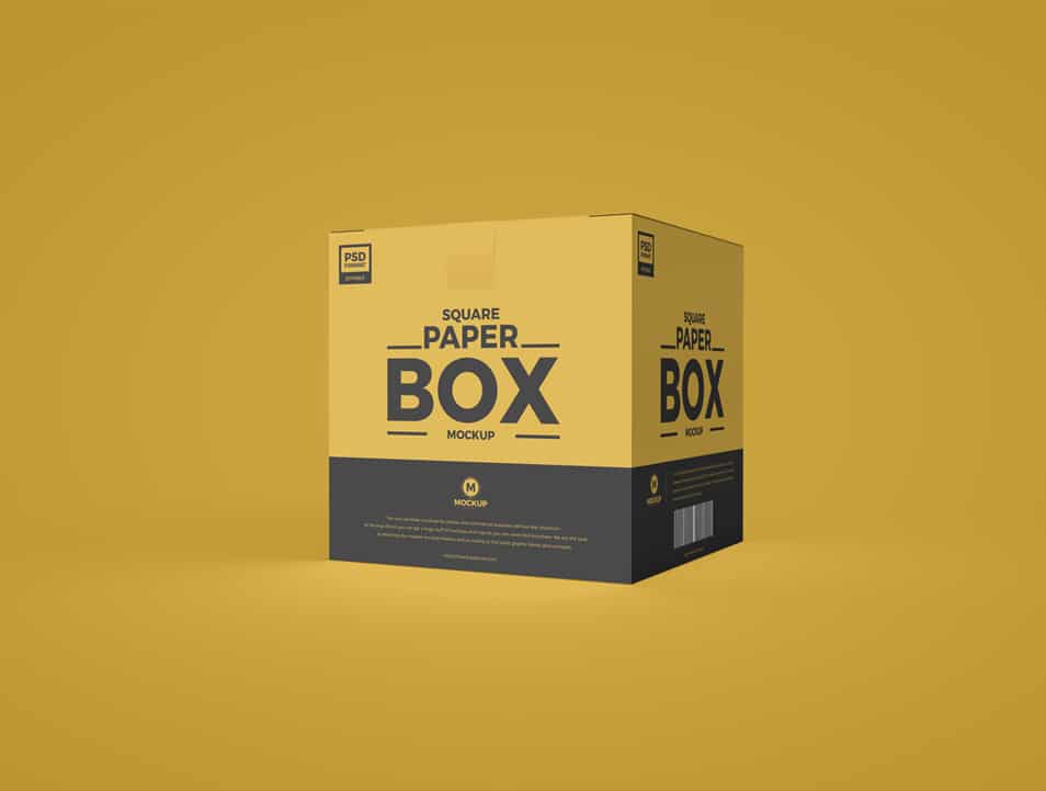 Free Square PSD Paper Box Mockup