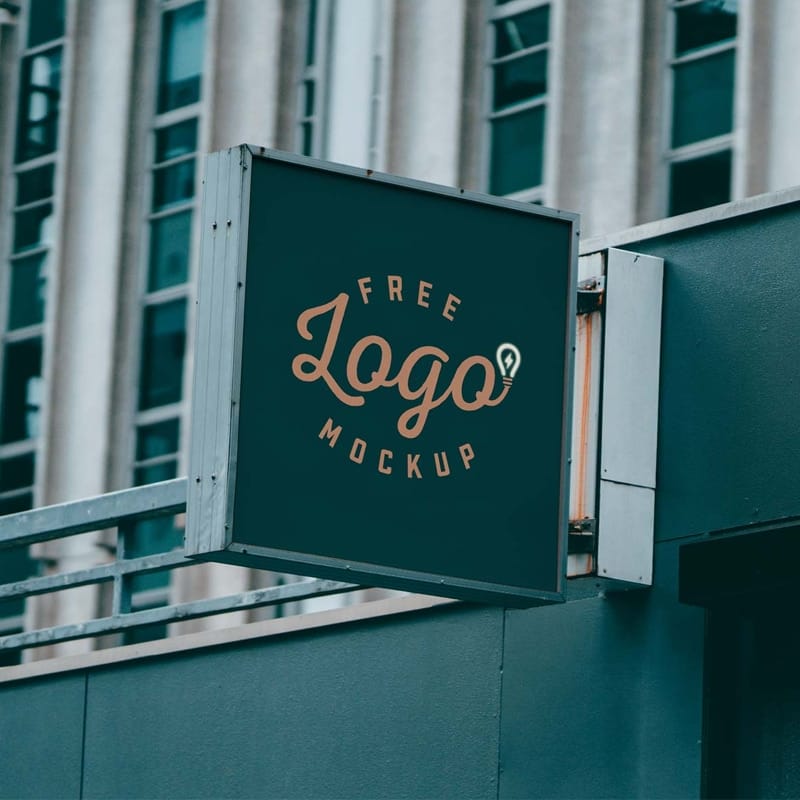 Free Square Shop Signage Board Mockup PSD