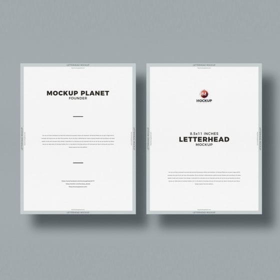 Free Top View Letter Size Letterhead Mockup Design