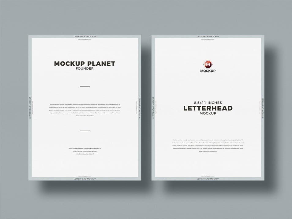 Free Top View Letter Size Letterhead Mockup Design