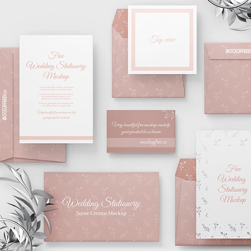 Free Wedding Stationery PSD Mockup