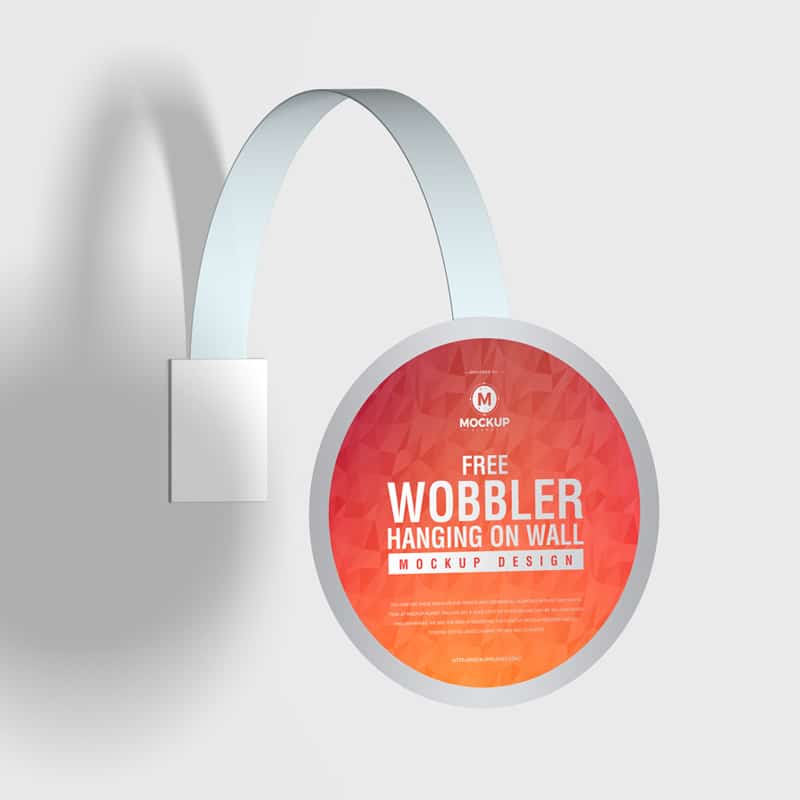 Free Wobbler Hanging on Wall Mockup Design