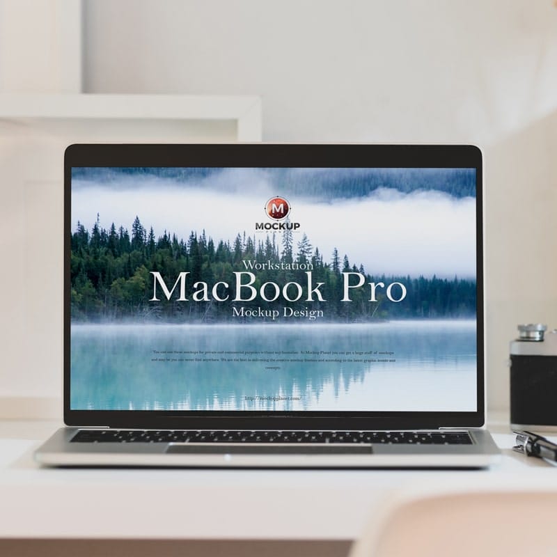 Free Workstation MacBook Pro Mockup Design