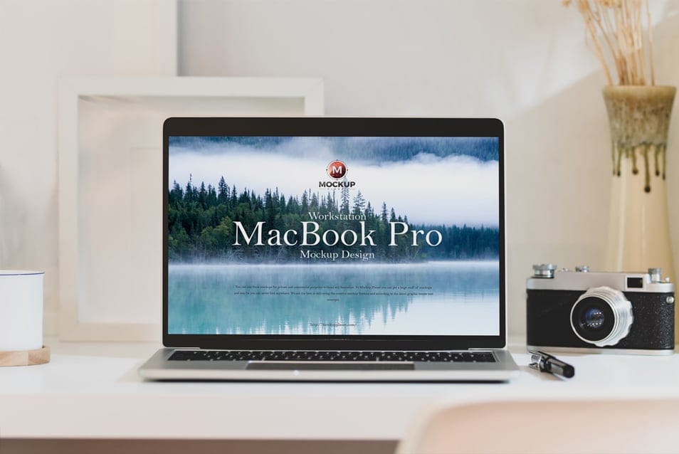 Free Workstation MacBook Pro Mockup Design