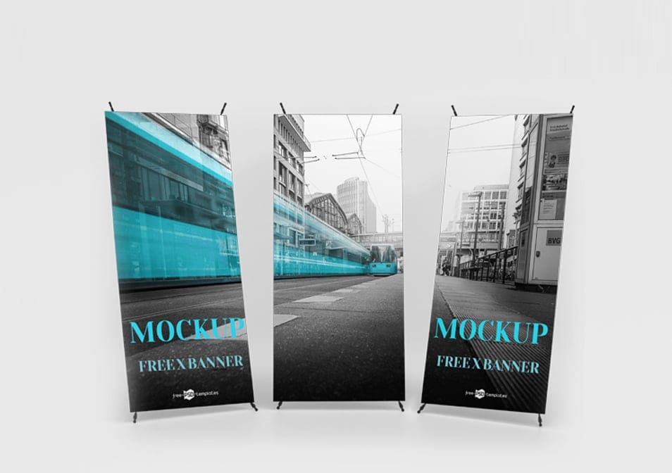 Free X Banner Mockup in PSD