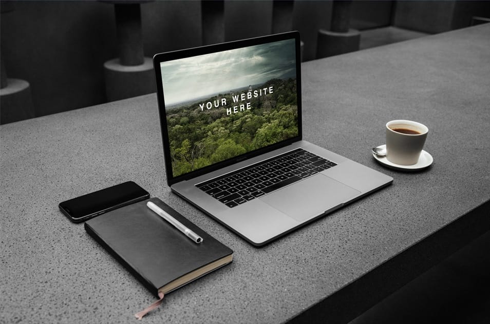 MacBook Pro Workspace PSD Mockup