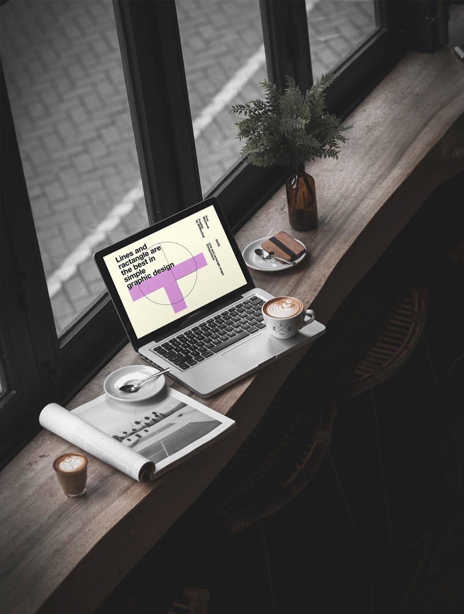 MacBook Pro in Cafe Mockup