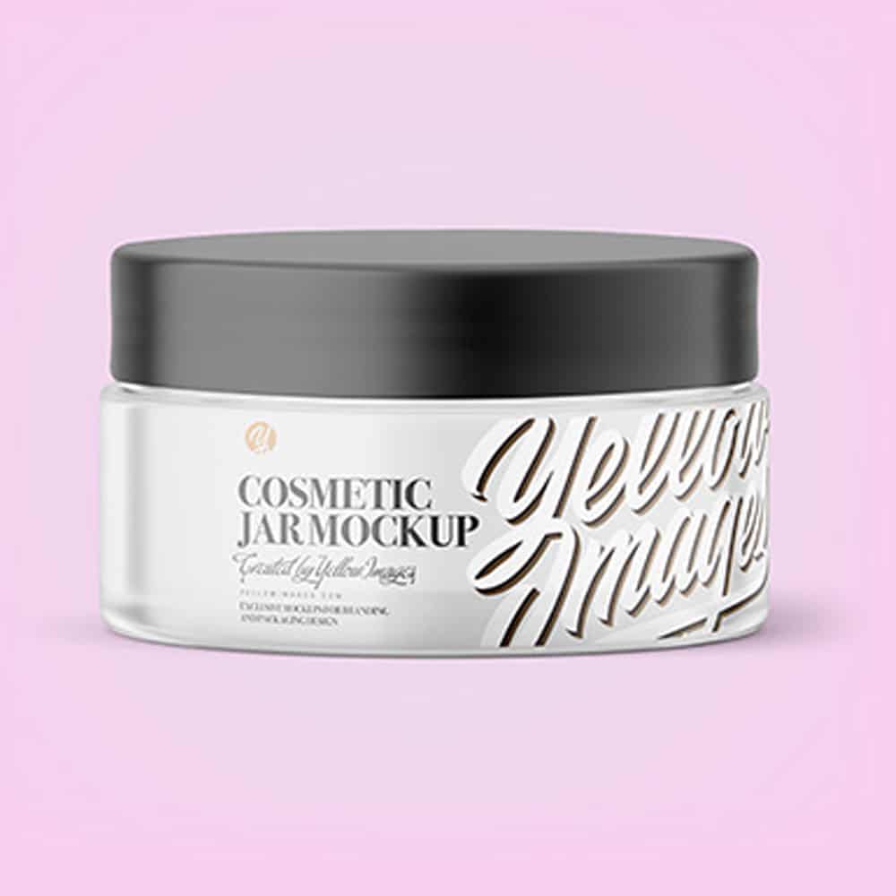 Matte Glass Cosmetic Jar Mockup