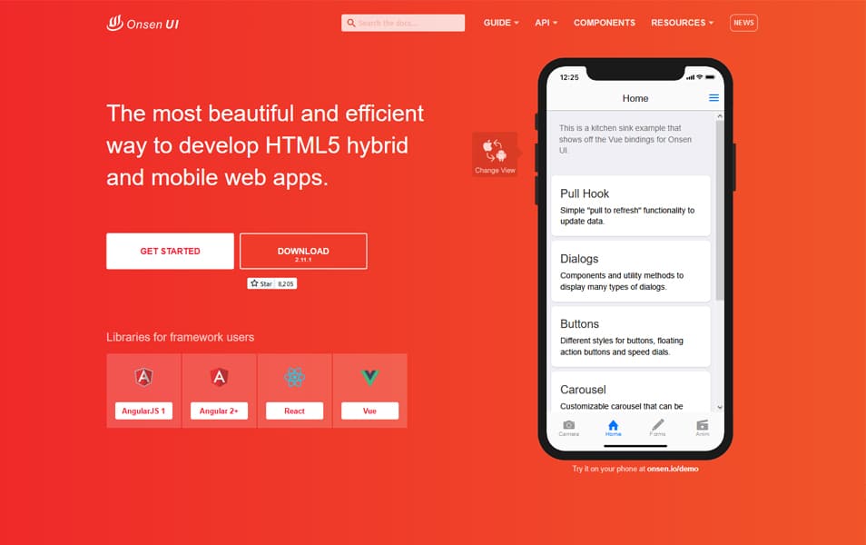 100+ JavaScript Frameworks for Web Developers 15 Onsen UI