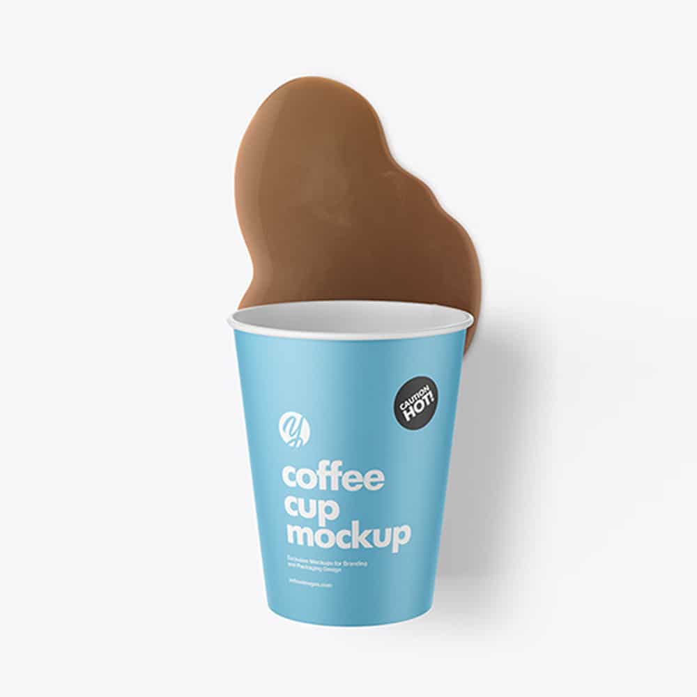 Paper Coffee Cup w/ Spilled Latte Mockup