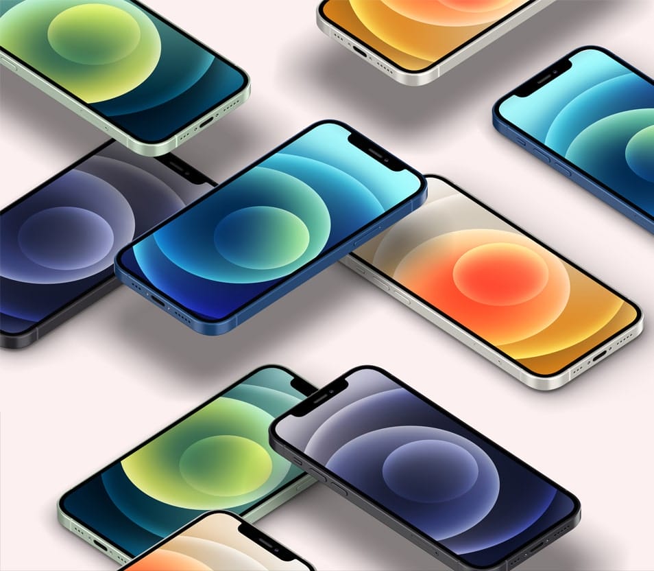 Perspective PSD iPhone 12 Mockup Set