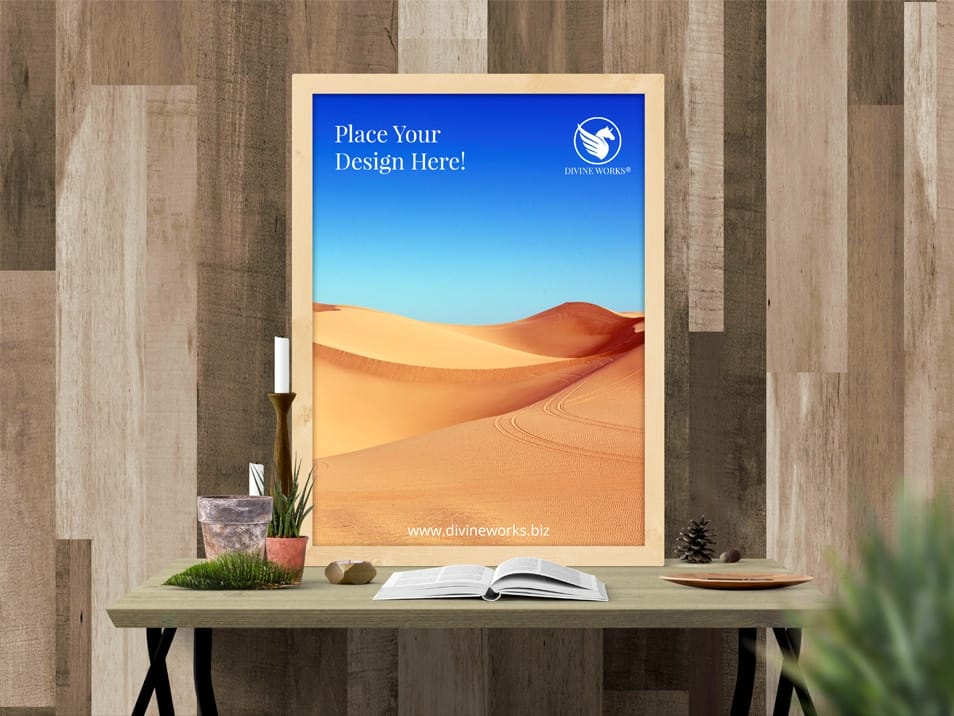 Picture Frame On Table Mockup