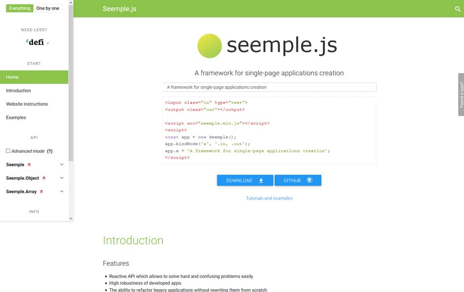 100+ JavaScript Frameworks for Web Developers 57 SeempleJS