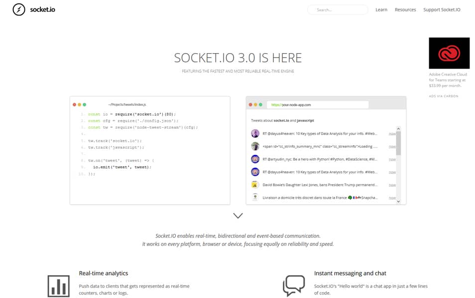 100+ JavaScript Frameworks for Web Developers 58 Socket IO