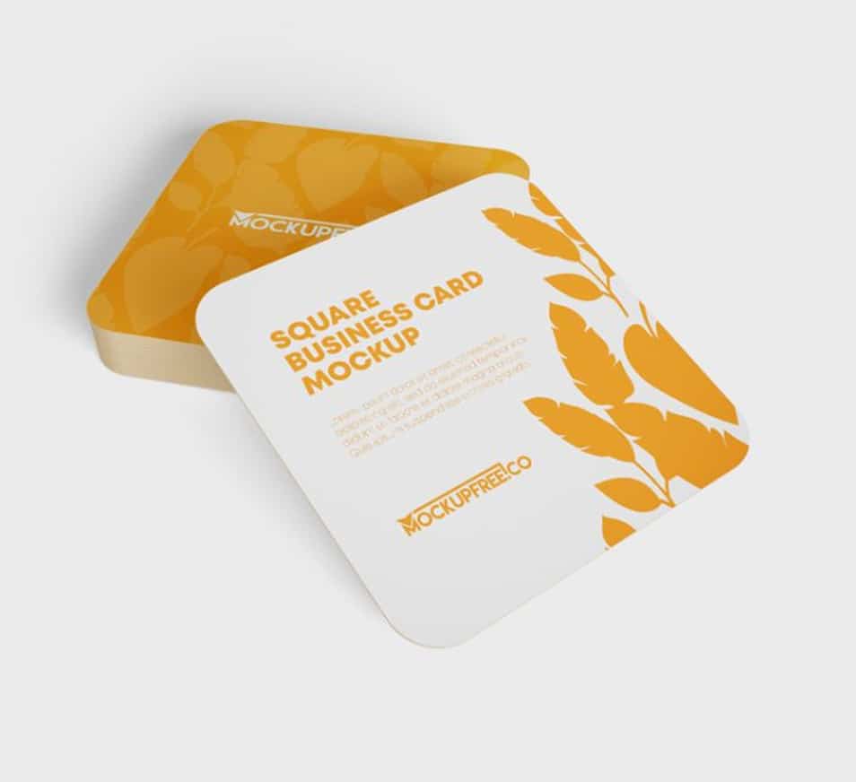 Square Business Cards Free PSD Mockups