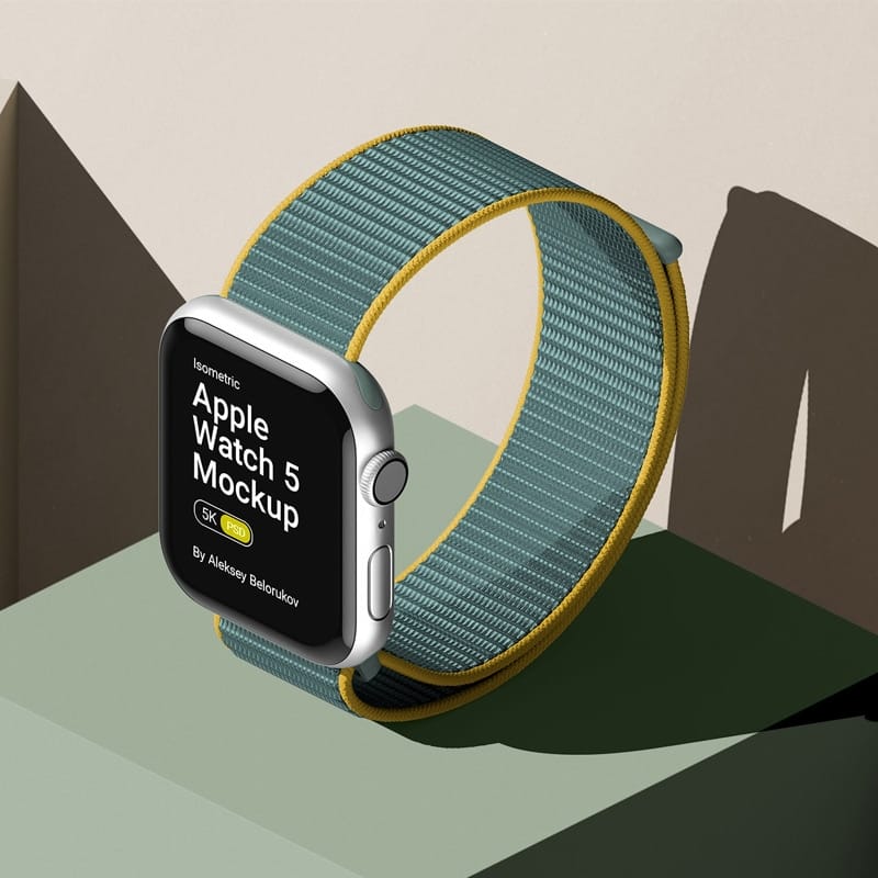 Stylish Scene With Iwatch 5 Mockup Isometric