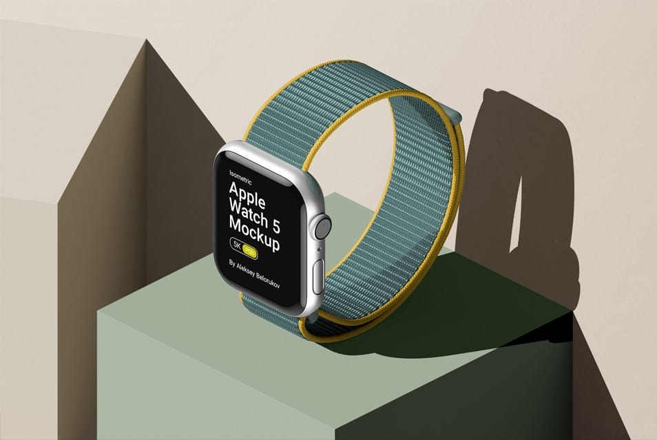 Stylish Scene With Iwatch 5 Mockup Isometric