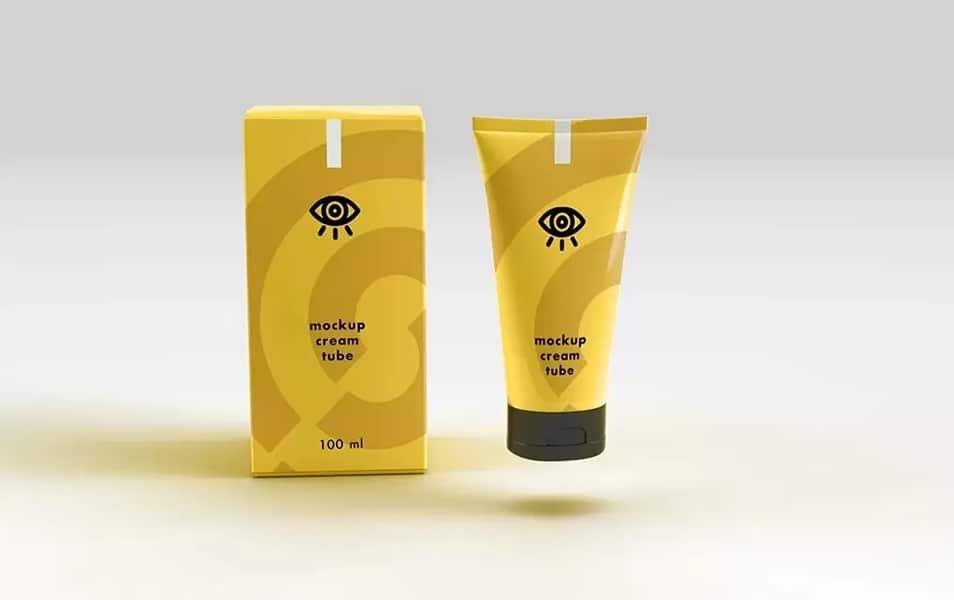 Yellow Cosmetic Tube Mockup
