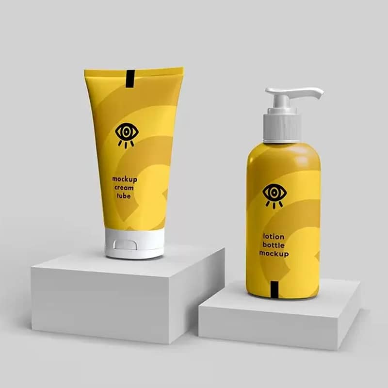 Yellows Cosmetics Bottles Mockup