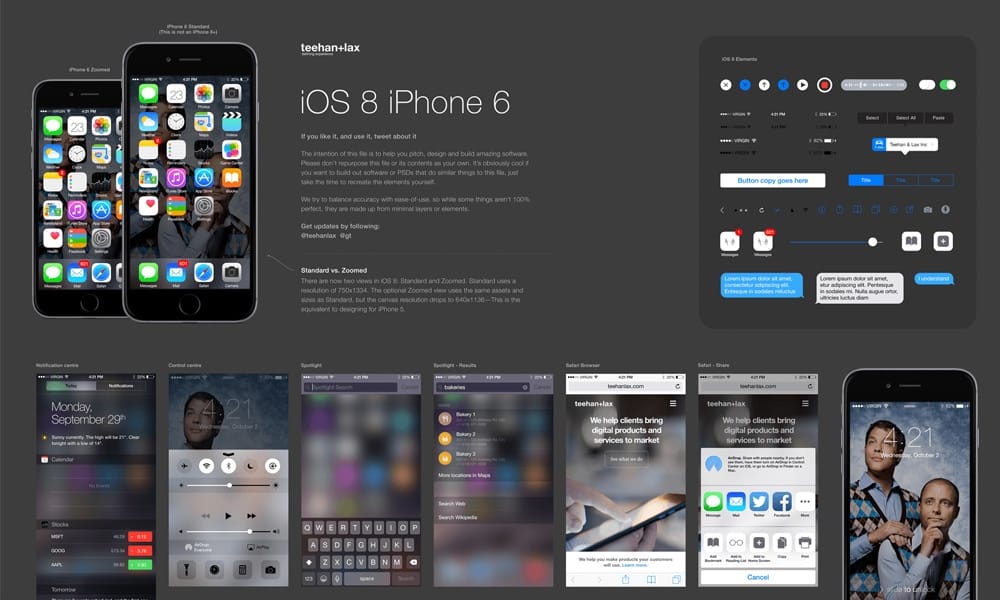 iOS 8 GUI for Sketch (iPhone 6)