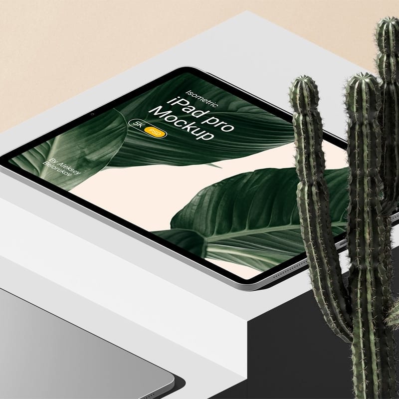 iPad Pro With Cactus Mockup
