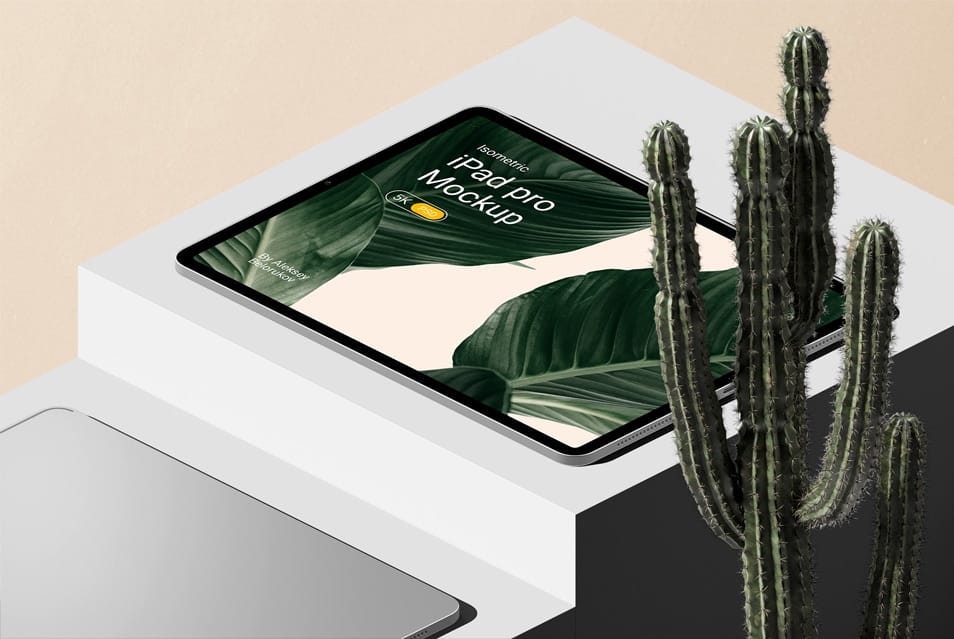 iPad Pro With Cactus Mockup