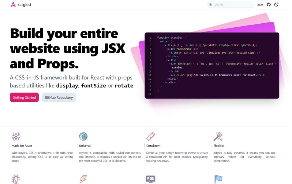 100+ JavaScript Frameworks for Web Developers 62 xstyled
