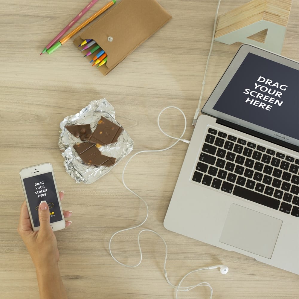 Apple Devices MacBook Air & iPhone 6 PSD Mockup