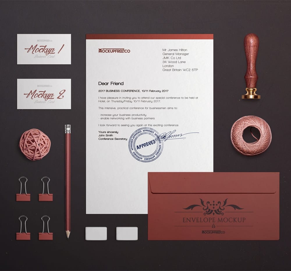 Craft Stationery Branding Free PSD Mockups