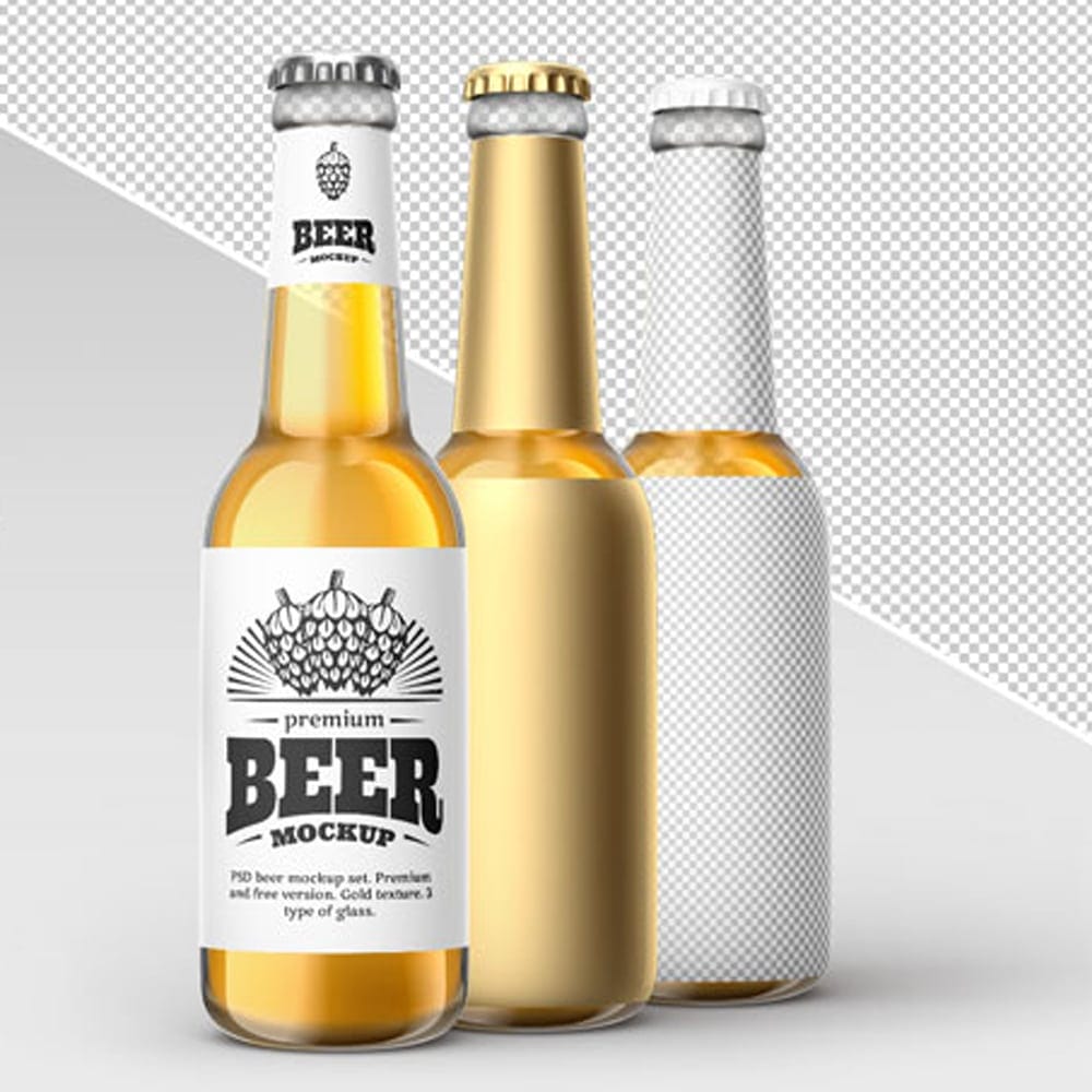 Free Beer Bottle Mockup Set