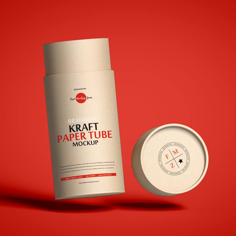 Free Branding Kraft Paper Tube Mockup