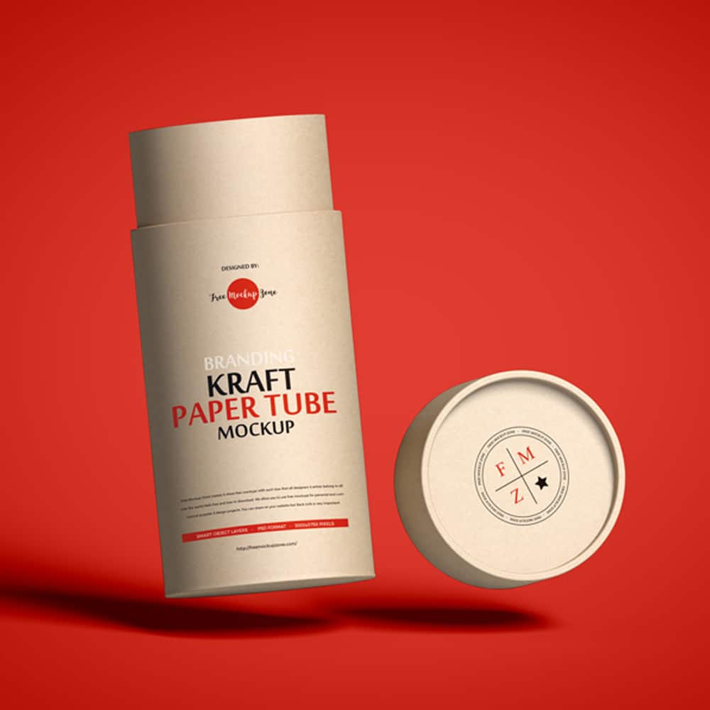 Free Branding Kraft Paper Tube Mockup