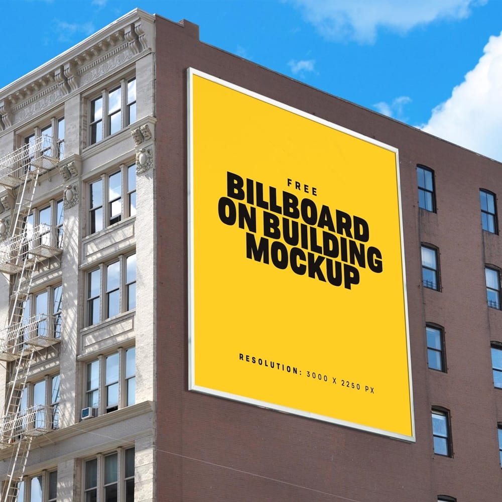 Free Building Billboard Mockup PSD