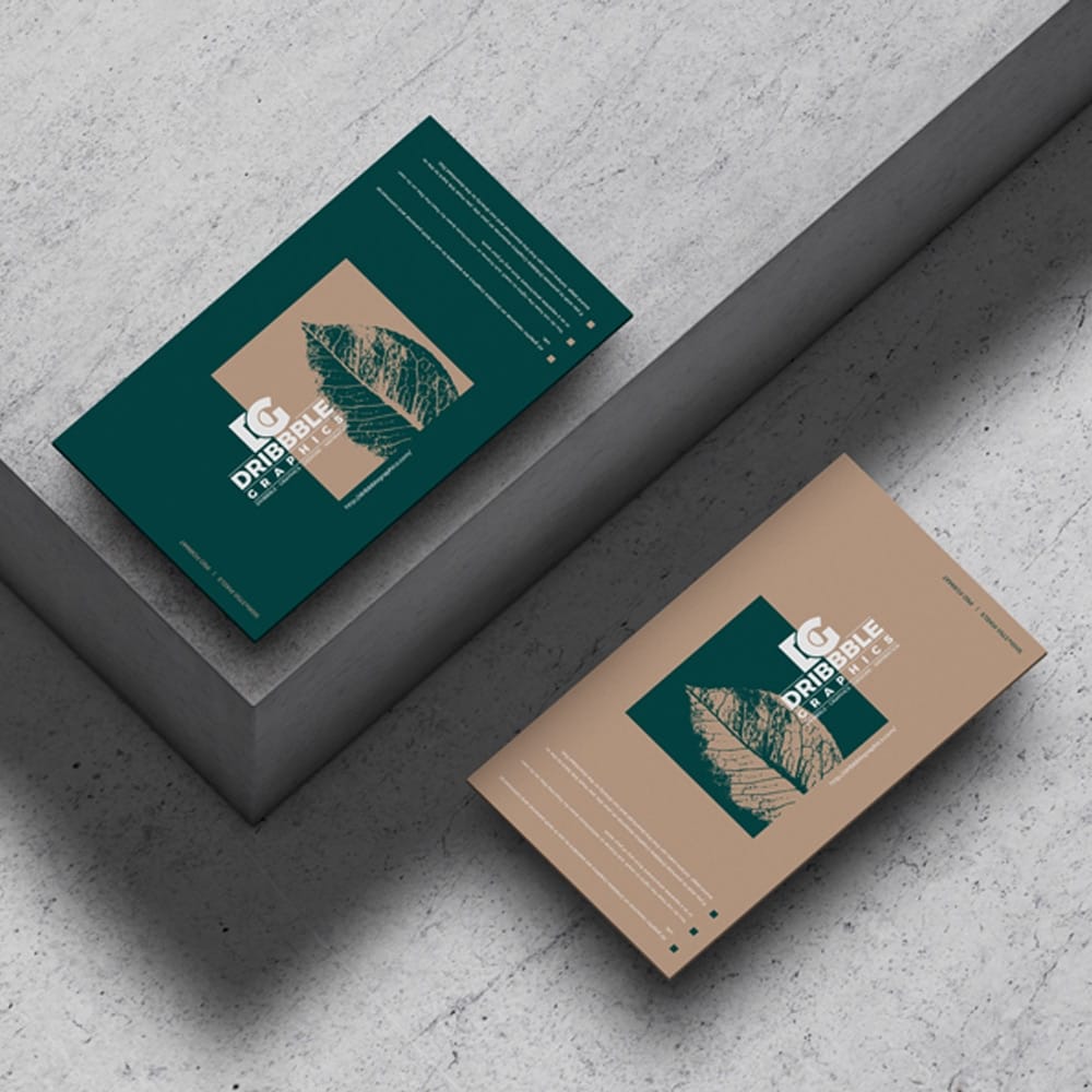 Free Business Cards on Concrete Floor Mockup