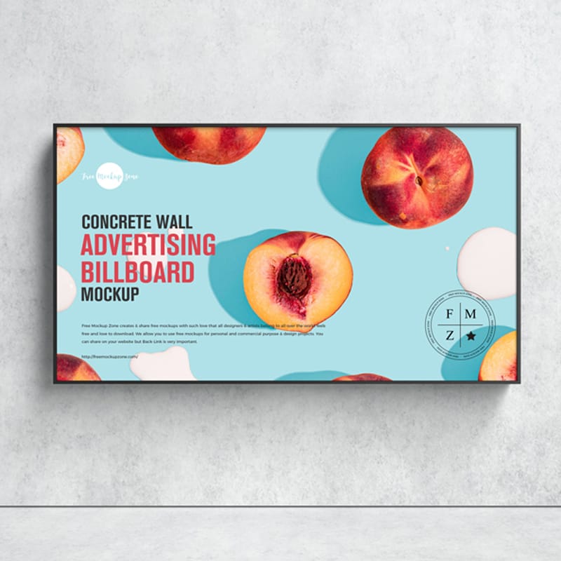 Free Concrete Wall Advertising Billboard Mockup